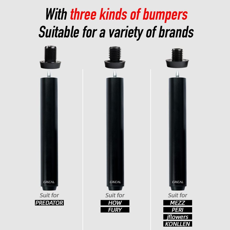 CRICAL Pool Cue Extension 2/3/4/8 Inch Metal Billiard Cue Extension with 3 Bumpers Billiard Accessories - Image 2